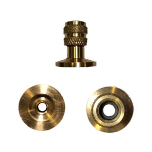 AccuTools SA10788 Adapter, a small, silver-colored metal fitting connecting a KF-16 vacuum flange to a 1/4 inch FFL (female flare) refrigeration port.