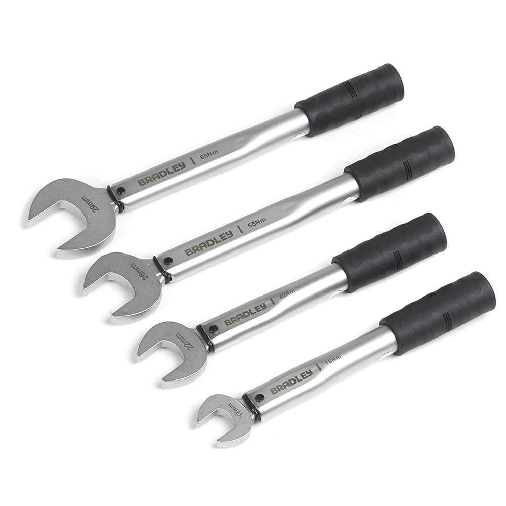BRADLEY TW4 Pre-Set Torque Wrench, a professional tool designed for precise tightening of flare nuts on HVAC/R systems, featuring a distinct click when the preset torque is reached.