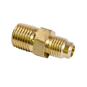 A bulk pack of C&D CD1414/100 1/4" Flare Access Fittings, showing multiple brass fittings with flare connections and valve cores, designed for HVAC/R use.