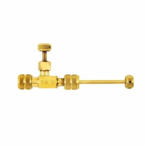 C&D CD3900 Core Removal Tool, a yellow and black specialized tool for safely removing and inserting valve cores in HVAC/R systems while under pressure.