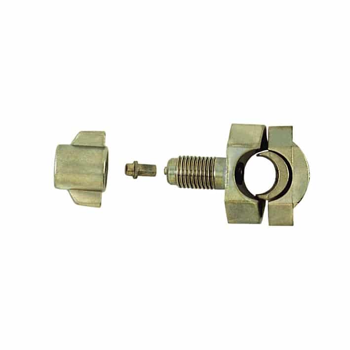 C&D CD4358 Self Piercing Line Tap Valve, a compact brass component designed for attaching to refrigeration lines to create a service port.