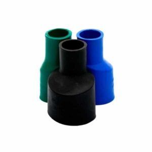 A close-up image of a DiversiTech CDAMULTI Cassette Drain Adaptor, showing its grey plastic construction, ribbed connection points, and angled design for efficient condensate drainage from air conditioning cassette units.