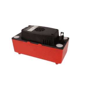 A compact, red DiversiTech Redbox CP-22-230 2 Litre condensate pump, designed for automatic removal of condensation from HVAC/R systems. The pump has clear tubing connections and a high-level safety switch visible.