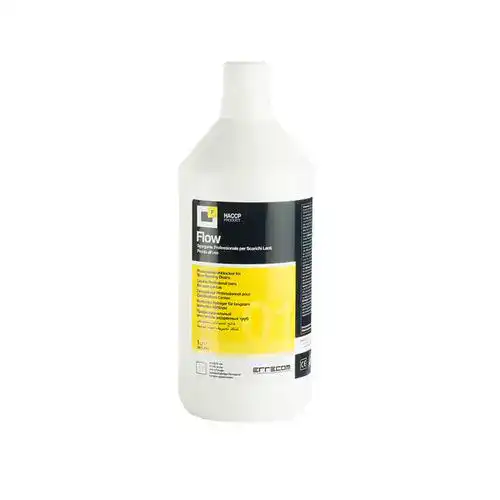 A bottle of Errecom AB1080.K.01 Flow UV dye, a fluorescent liquid designed for quick and easy leak detection in automotive and HVAC/R refrigeration systems.