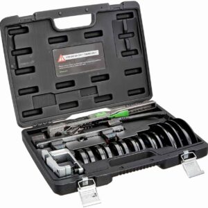 Hilmor 1926598 Compact Bender Kit, featuring a hand-held bender with multiple bending mandrels and a reverse bending attachment, designed for forming tubing.