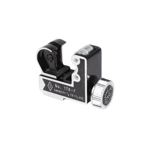 Imperial 174FSP tube cutter, a compact tool designed for cutting 3/8 to 1-1/8 inch copper, aluminum, and brass tubing with precision.
