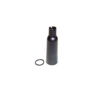 Inficon 712-705-G1 Replacement Probe Cap, a small, black protective cap designed for the tip of Inficon refrigerant leak detector probes.