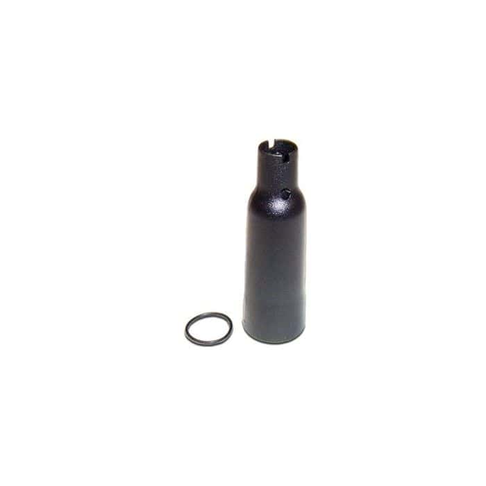 Inficon 712-705-G1 Replacement Probe Cap, a small, black protective cap designed for the tip of Inficon refrigerant leak detector probes.