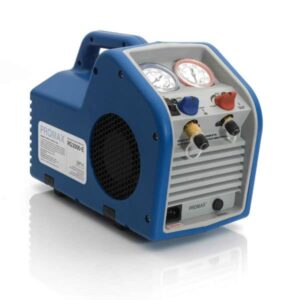 Promax RG3000-A refrigerant recovery unit for R410A and R32, front view, blue and black casing.