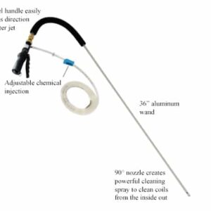 SpeedClean CN-03 Condenser Needle Coil Cleaner, a specialized long-reach nozzle attachment for thoroughly cleaning condenser coils, shown with a fine spray pattern.