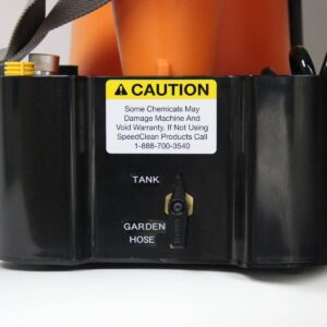 SpeedClean CoilJet CJ-200E, a portable HVAC coil cleaning system with a high-pressure spray nozzle and built-in water tank, designed for efficient cleaning of evaporator and condenser coils.