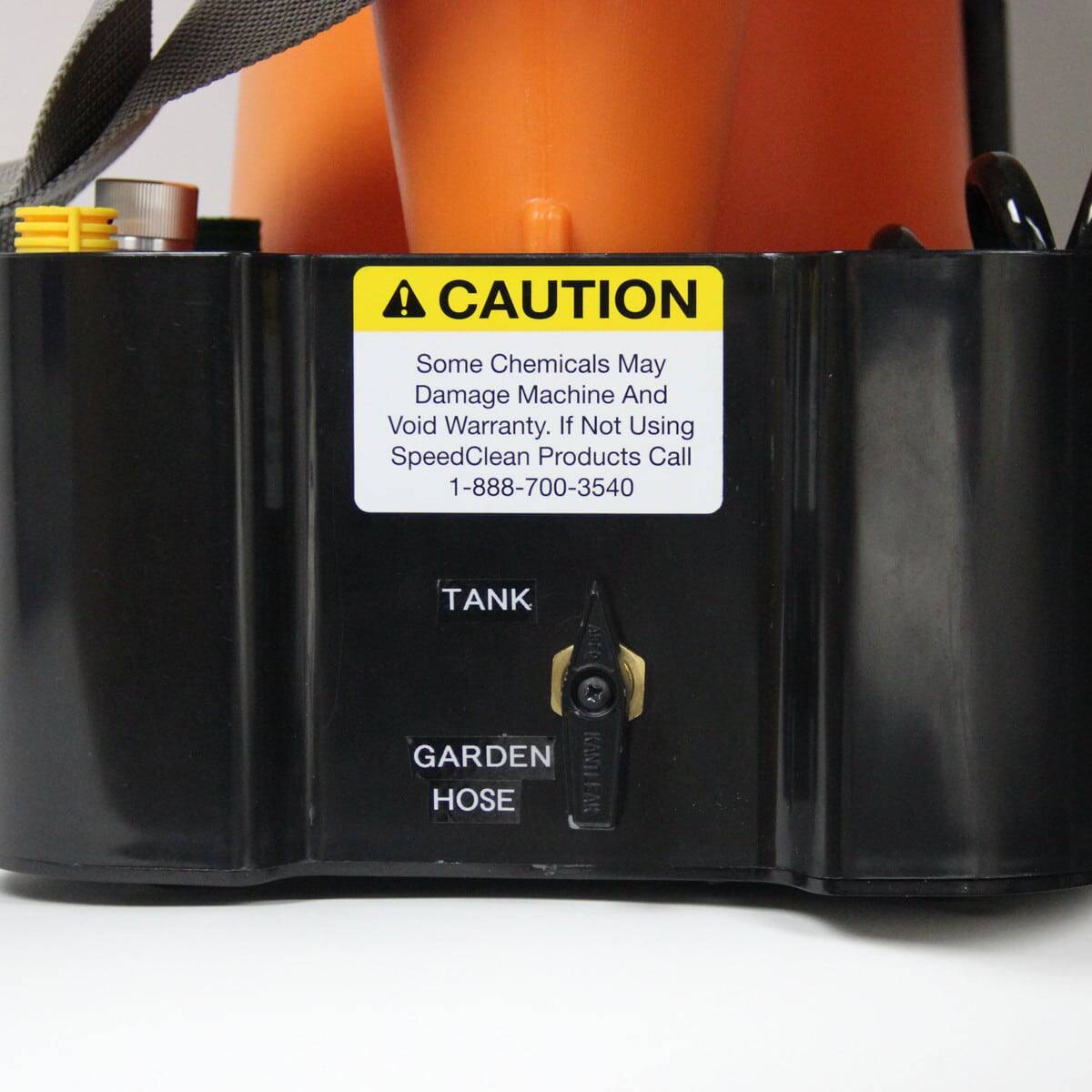 SpeedClean CoilJet CJ-200E, a portable HVAC coil cleaning system with a high-pressure spray nozzle and built-in water tank, designed for efficient cleaning of evaporator and condenser coils.