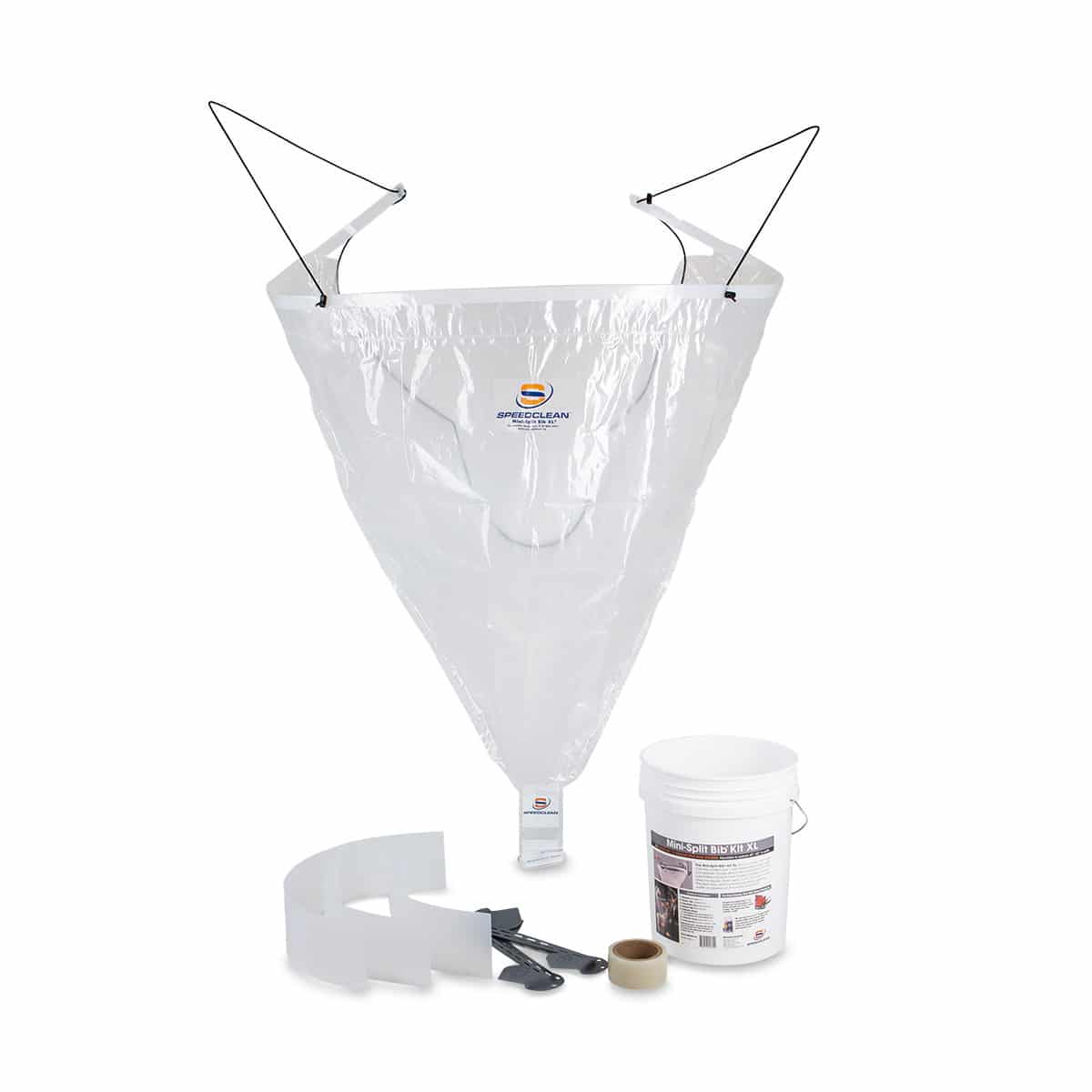 SpeedClean MSB-KIT Mini-Split Bib Kit, a specialized reusable bib and funnel system designed to contain water and cleaning solution when cleaning indoor mini-split coils.