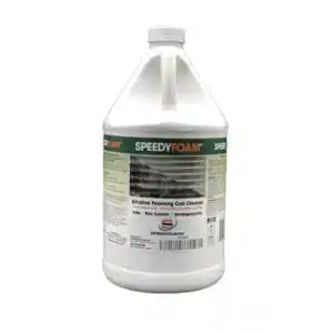 SpeedClean SC-FCC-1 SpeedyFoam Condenser Coil Cleaner 1 Gallon. A white container of non-acidic foaming coil cleaner for outdoor HVAC condenser units.