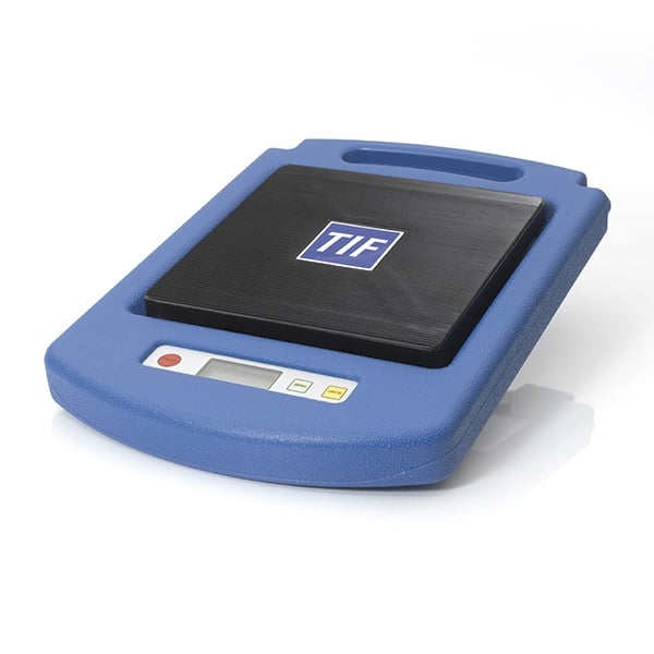 TIF 9030 refrigerant scale with yellow platform and digital display, showing its compact design.