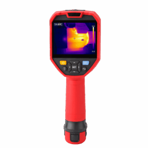 Uni-T UTi720E thermal camera, displaying a clear thermal image on its screen, designed for accurate temperature readings and fault detection.