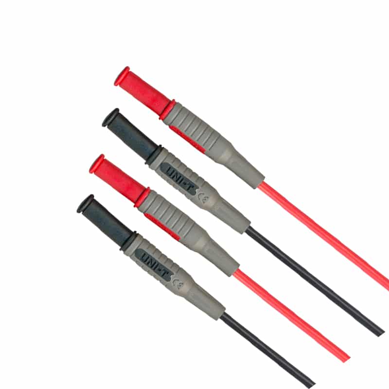 A set of Uni-T UT-L Series test leads, typically red and black, with insulated alligator clips or probes, designed for safe and accurate electrical connections to multimeters.