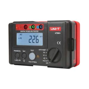 Uni-T UT582+ Digital RCD Tester. A portable and reliable tester for Residual Current Devices (RCDs) to ensure electrical safety.