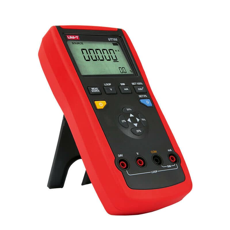 Uni-T UT705 Current Loop Calibrator, a handheld device with a digital display, designed for generating and measuring 0-20mA and 4-20mA current signals in industrial applications.
