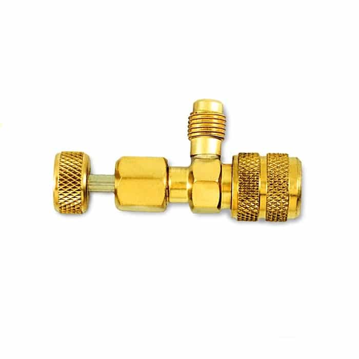 C&D Valve CD2050 Large Thumb Screw Core Depressor, a durable brass tool with a knurled thumb screw for easy and secure Schrader valve core manipulation in HVAC/R systems.