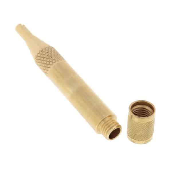 A close-up of the C&D CD3813 Valve Core Tool, a small, handheld tool with a knurled grip and a built-in storage compartment for extra valve cores. This essential HVAC tool is used to remove and replace valve cores in refrigeration systems.