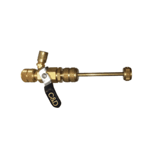 C&D CD3956 Valve Core Removal Tool for 5/16 inch SAE, a brass tool with a knurled grip and a valve core removal tip, used in HVAC/R maintenance.