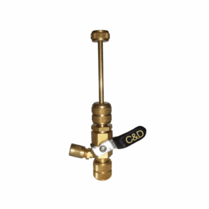 C&D CD3956 Valve Core Removal Tool for 5/16 inch SAE, a brass tool with a knurled grip and a valve core removal tip, used in HVAC/R maintenance.
