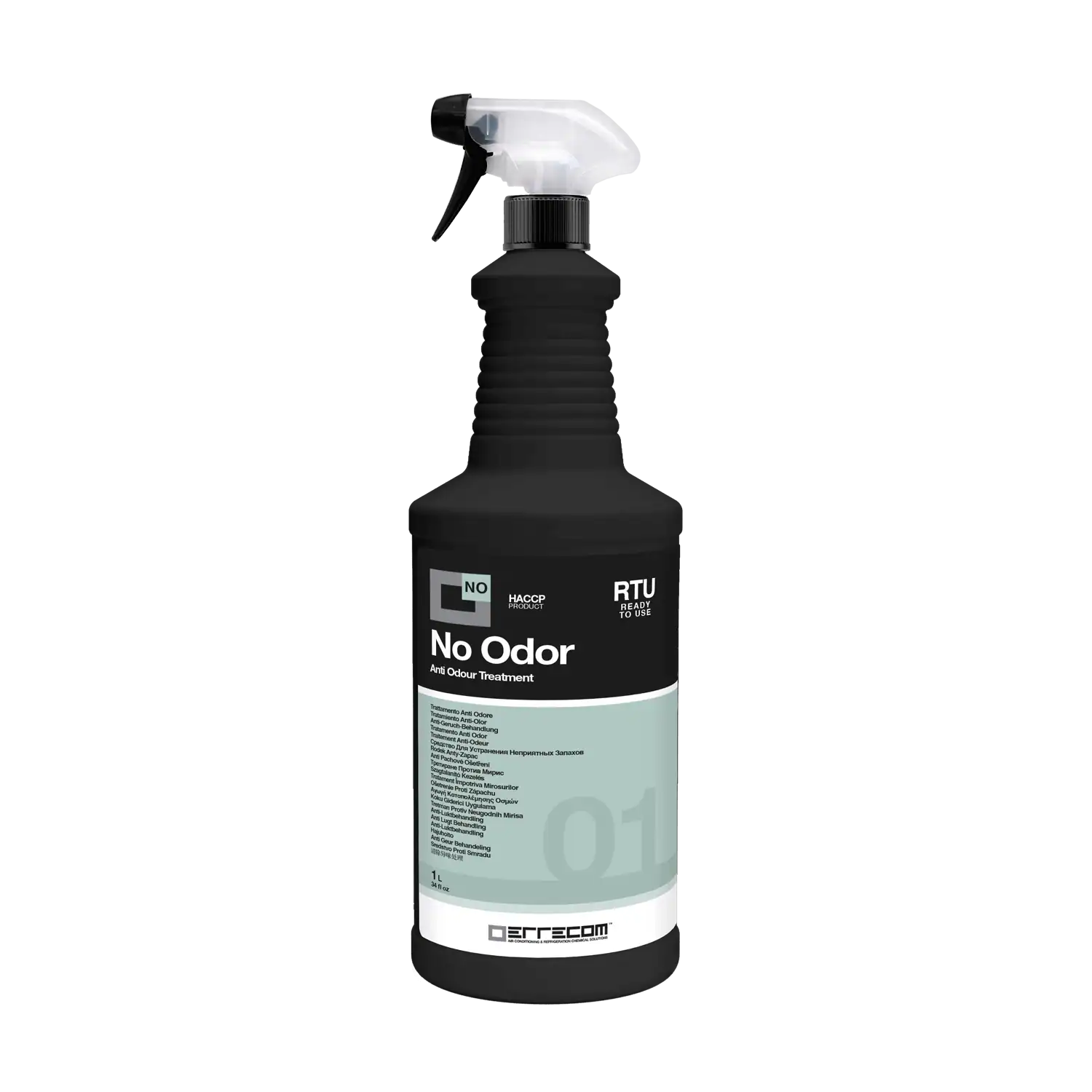 A large 5-liter white container of Errecom AB1066.P.01 No Odor HVAC system cleaner, with a handle and clear labeling.