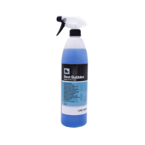Errecom TR1143.K.01 Best Bubbles 1 Litre leak detection solution, showing a clear bottle with blue liquid and the product label.