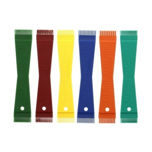 Hilmor Fin Comb Tools set, featuring multiple color-coded combs for straightening and cleaning bent fins on HVAC/R condenser and evaporator coils.