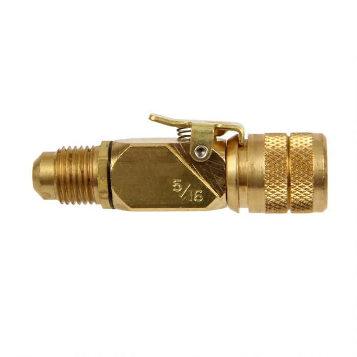 Imperial 26C Kwik Coupler Straight 5/16, a brass quick connect fitting for HVAC/R hoses with a 5/16 inch female flare connection, designed for fast and secure connections.