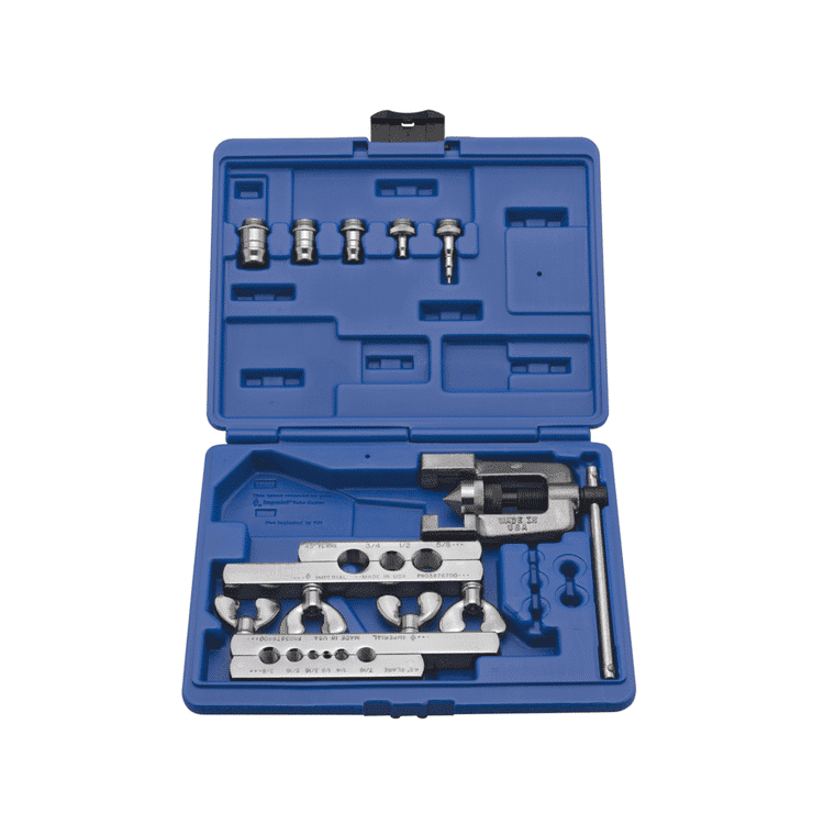 Imperial 275 45 Degree Flaring and Swaging Tool Kit. A comprehensive kit for creating precise flares and swages on tubing for HVAC/R and other applications.