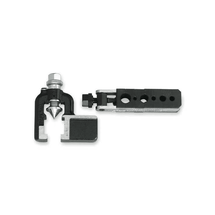 Imperial 400F Rol-Air™ 37 Degree Flaring Tool Kit, featuring a yoke assembly, feed screw handle, and various die blocks for creating precise 37-degree flares on tubing from 3/16" to 5/8".