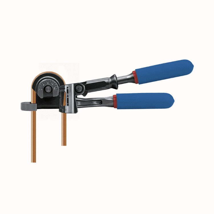 Imperial 470FHC Triple Head 180 Degree Tube Bender, a professional-grade tool with color-coded mandrels for bending 1/4", 5/16", and 3/8" OD tubing up to 180 degrees, ideal for HVAC/R and plumbing applications.