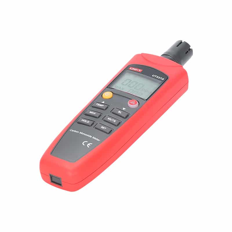Uni-T UT337A CO Meter, a handheld carbon monoxide detector with a digital display, designed for accurate gas detection.