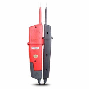 Uni-T UT18C Voltage and Continuity Tester. A rugged, handheld electrical tester for AC/DC voltage and continuity testing with IP65 rating.