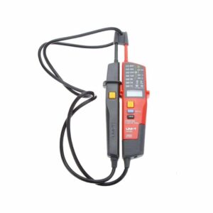 Uni-T UT18C Voltage and Continuity Tester. A rugged, handheld electrical tester for AC/DC voltage and continuity testing with IP65 rating.
