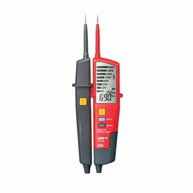 Uni-T UT18D Voltage and Continuity Tester with LCD display. A robust and reliable tool for electrical testing and troubleshooting.