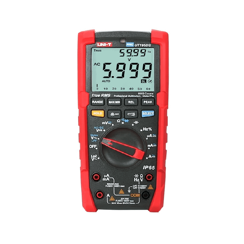 Uni-T UT195DS Industrial Digital Multimeter with LoZ Voltage Test. A rugged, true RMS multimeter for industrial and electrical troubleshooting.
