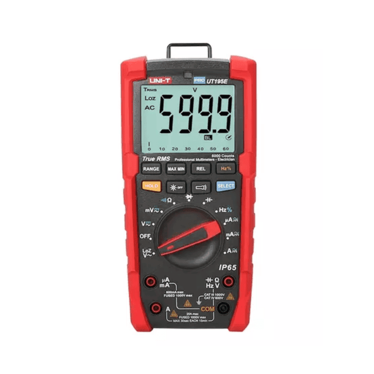Uni-T UT195E Professional Multimeter. A rugged, true RMS digital multimeter for electrical testing and troubleshooting.