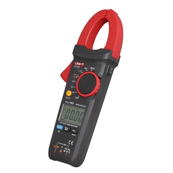 Uni-T UT213C 400A True RMS Digital Clamp Meter CAT III. Measures AC/DC current, voltage, resistance, capacitance, and temperature with true RMS accuracy and CAT III safety rating.