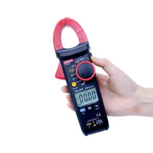 Uni-T UT213C 400A True RMS Digital Clamp Meter CAT III. Measures AC/DC current, voltage, resistance, capacitance, and temperature with true RMS accuracy and CAT III safety rating.