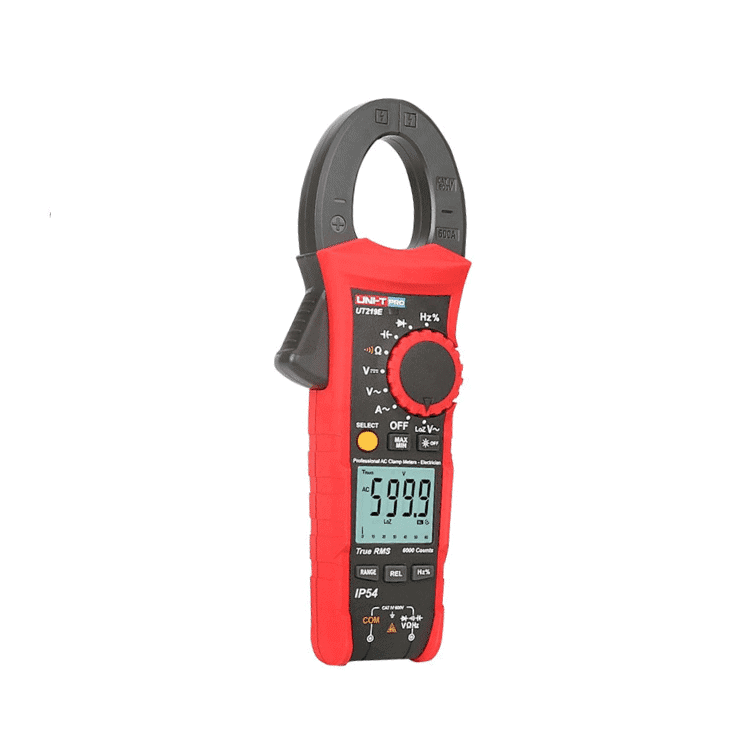 Uni-T UT219E Professional Clamp Meter. A rugged, true RMS clamp meter for AC/DC current and voltage measurement in various electrical applications.