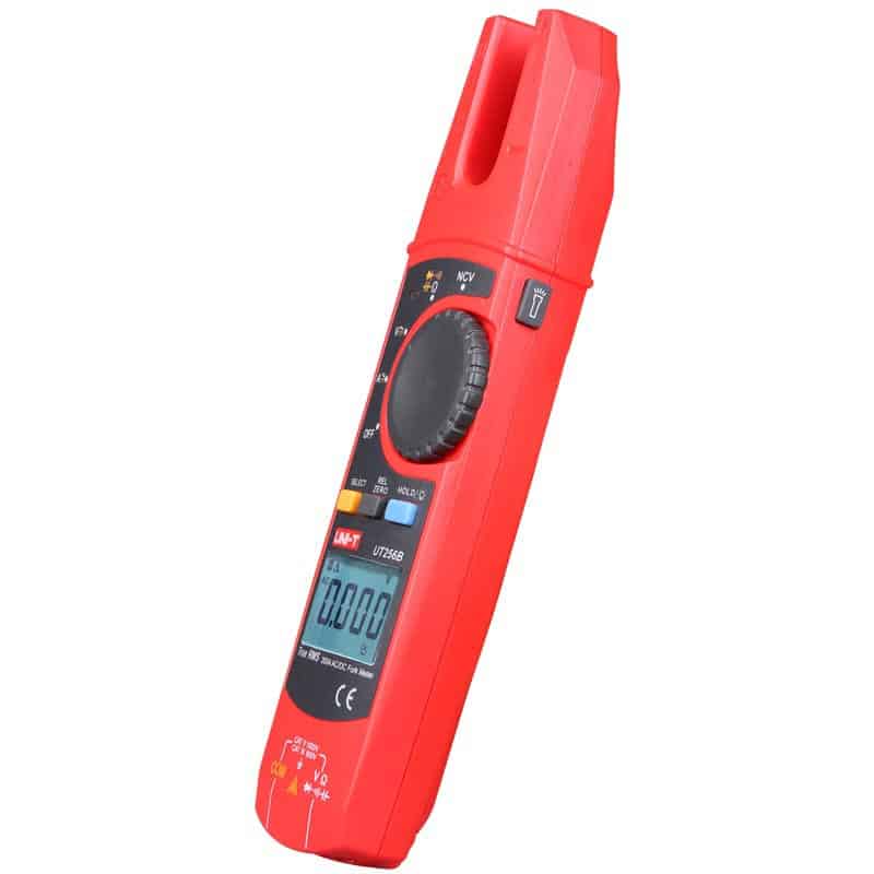 Uni-T UT256B Fork Meter. A compact and safe AC/DC current clamp meter with a fork-style jaw for non-contact measurements.