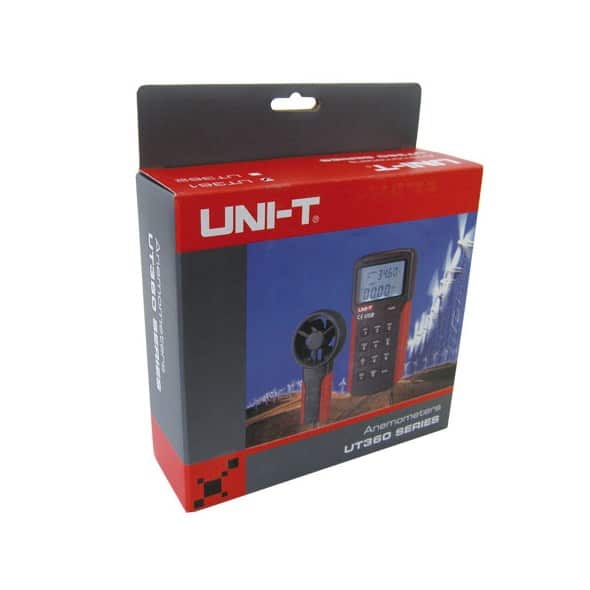 Uni-T UT362 Professional Anemometer Wind Speed Meter. A handheld device for accurately measuring wind speed and temperature in various applications.