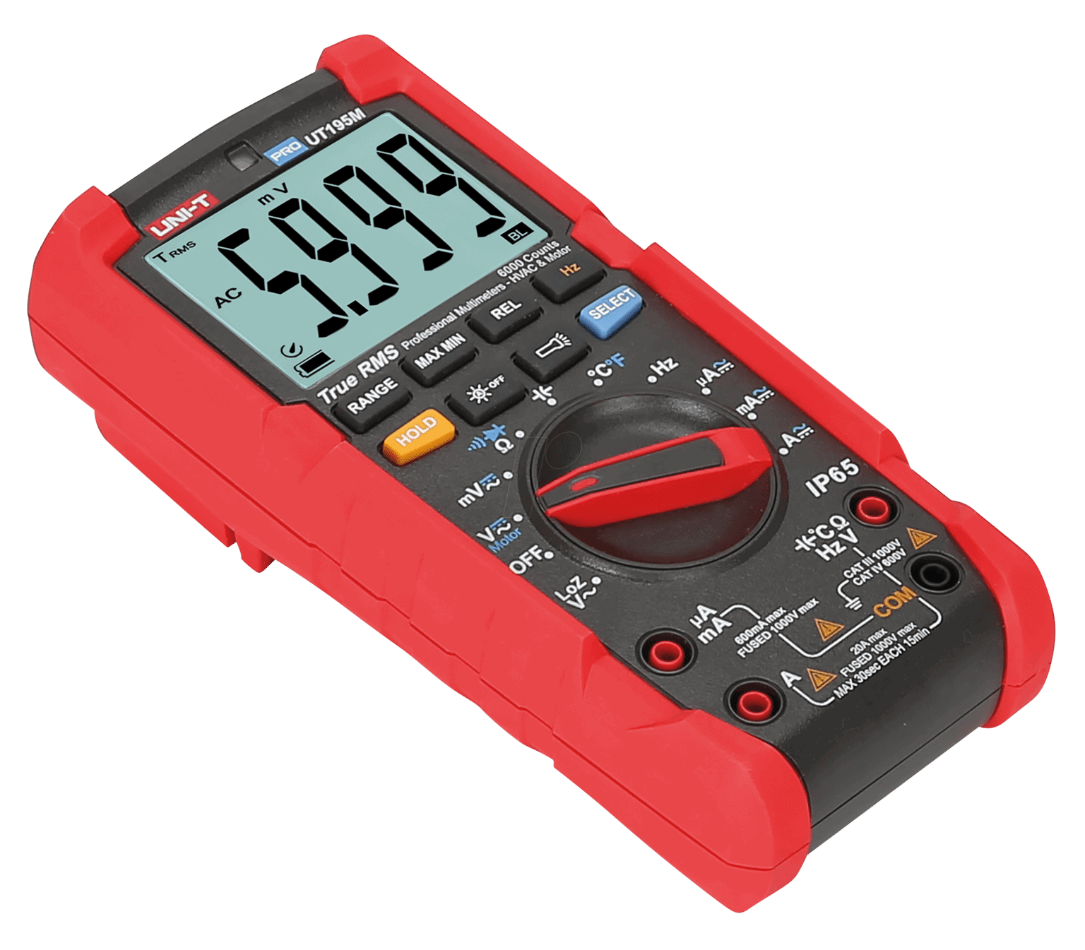 Uni-T UT195M Industrial Multimeter. A rugged, drop-proof True RMS multimeter designed for industrial and professional use.