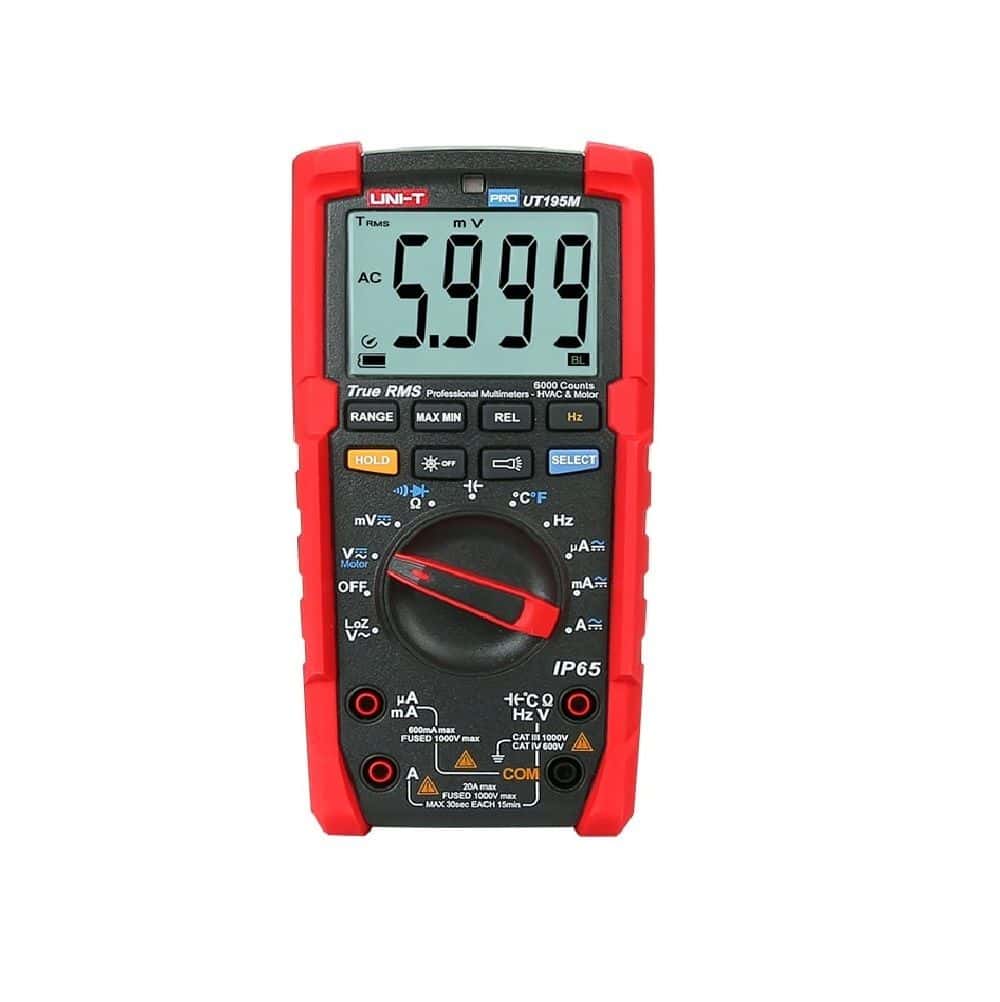 Uni-T UT195M Industrial Multimeter. A rugged, drop-proof True RMS multimeter designed for industrial and professional use.