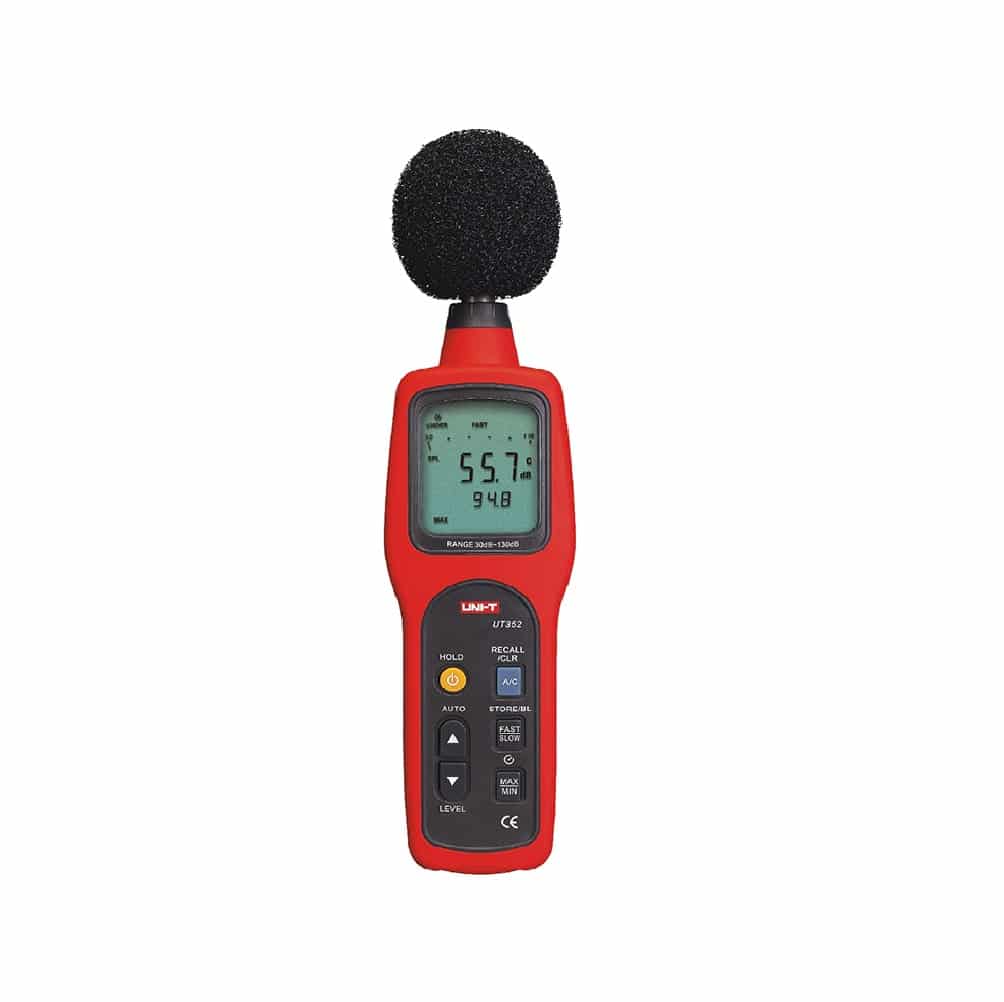 Uni-T's UT352 Sound Level 30~130dB Meter has auto range and data storage function, with high/lower alarm, analogue outputs and condenser microphone. The UT352 takes sound measurement to the next level.